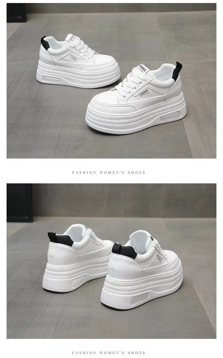 White Thick Casual Board Shoes Women's 2025 Spring — feature 9