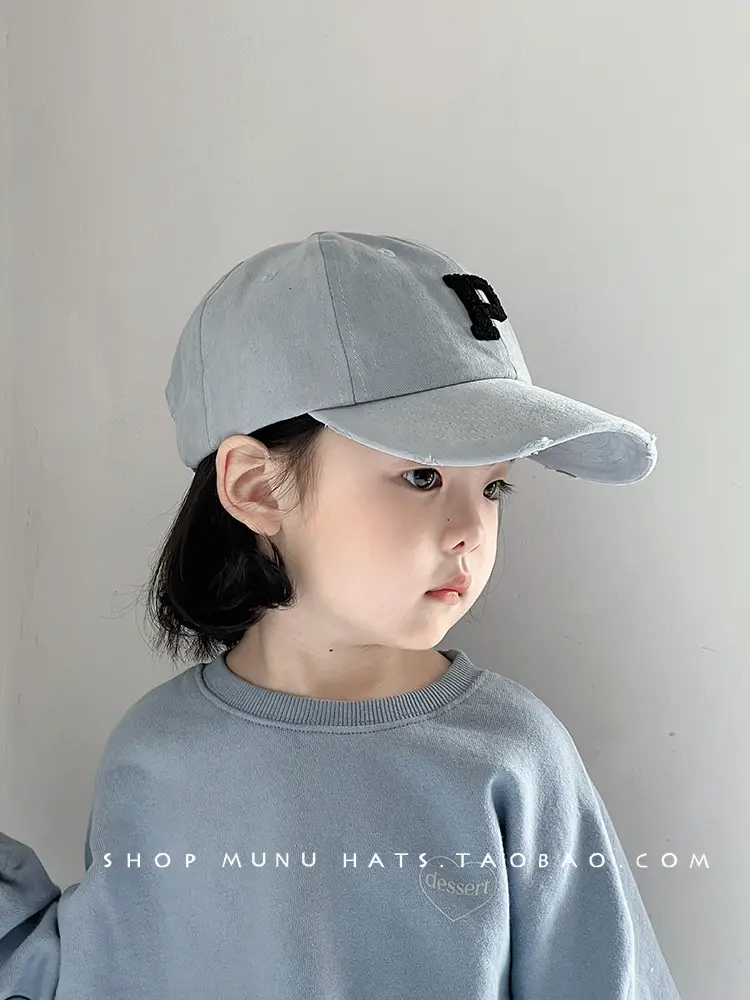 Kids Baseball Cap Grey Korean Western Style — feature 1