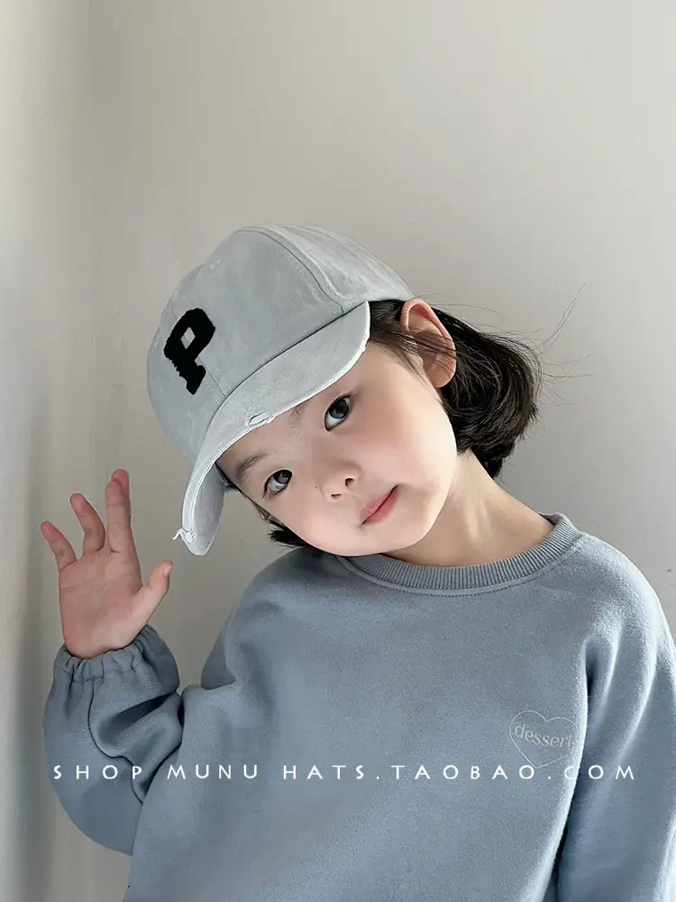 Kids Baseball Cap Grey Korean Western Style — feature 4