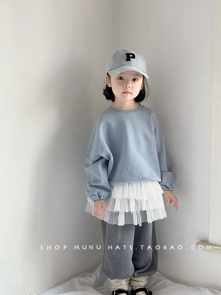 Kids Baseball Cap Grey Korean Western Style — feature 6