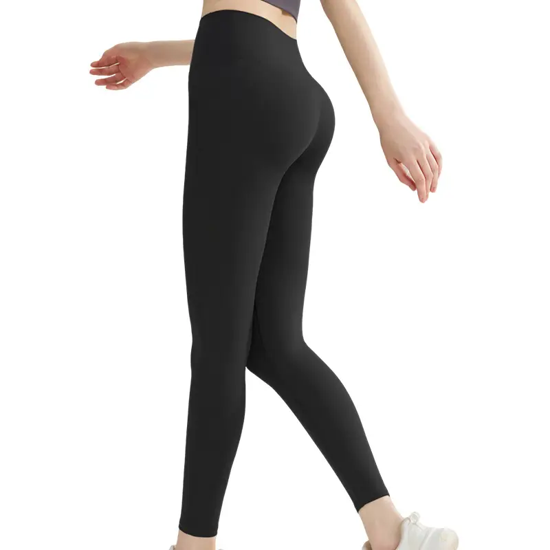 Women High-Waist Butt Lifting Padded Fitness Pants Peach
