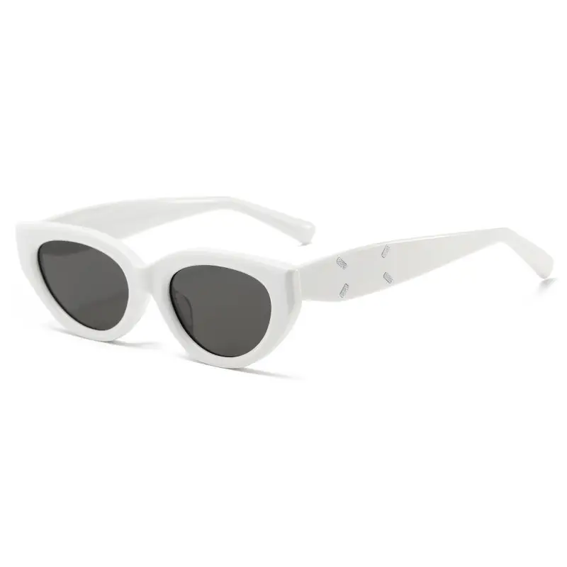 2025 UV Sunscreen Sunglasses White Frame Black镜片