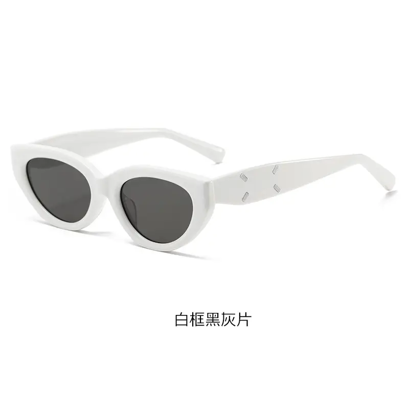 2025 UV Sunscreen Sunglasses White Frame Black镜片