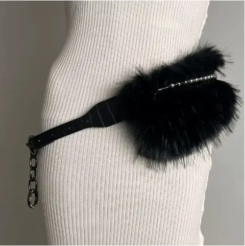 Faux Fur Pin Belt for Women New Y2K