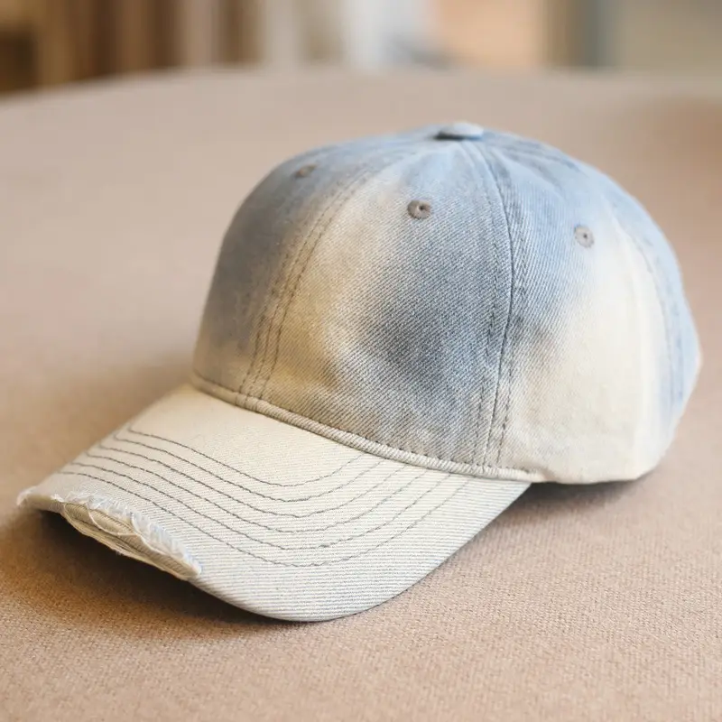 Washed Denim Hole Tie-Dye Baseball Hat Men Women Casual All-match - Image 6