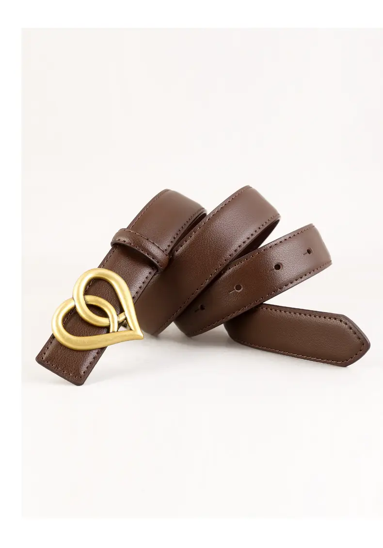Women's Belt with Gold Heart Buckle 3 Colors 100cm — feature 11