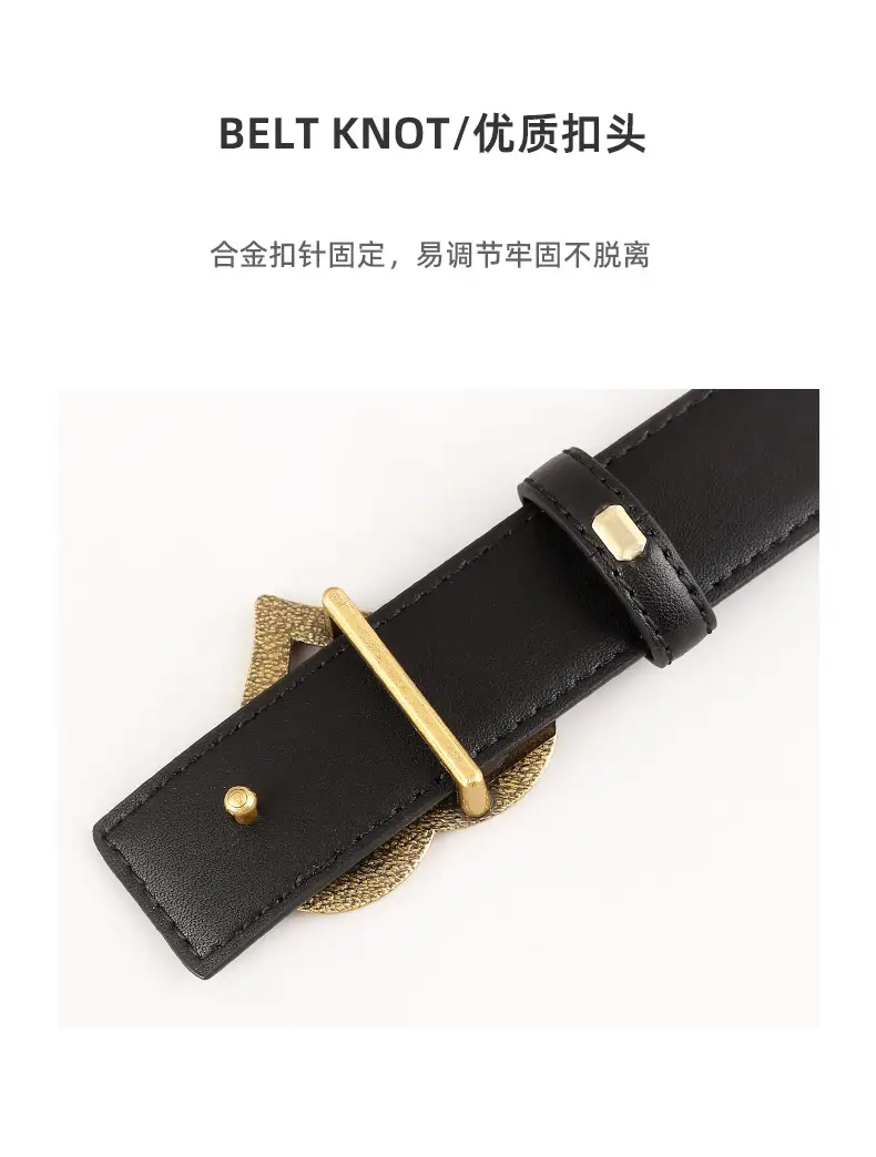 Women's Belt with Gold Heart Buckle 3 Colors 100cm — feature 16