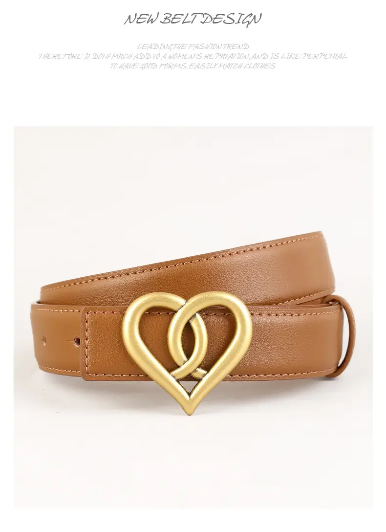 Women's Belt with Gold Heart Buckle 3 Colors 100cm — feature 20