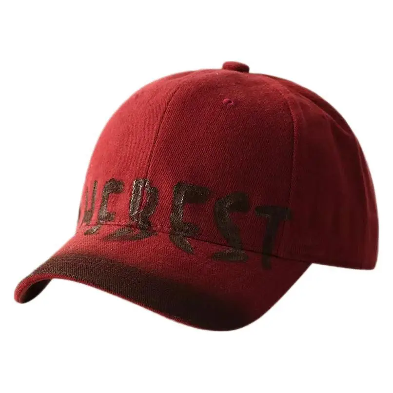Women's Black American Letter Baseball Cap with Big Head Design
