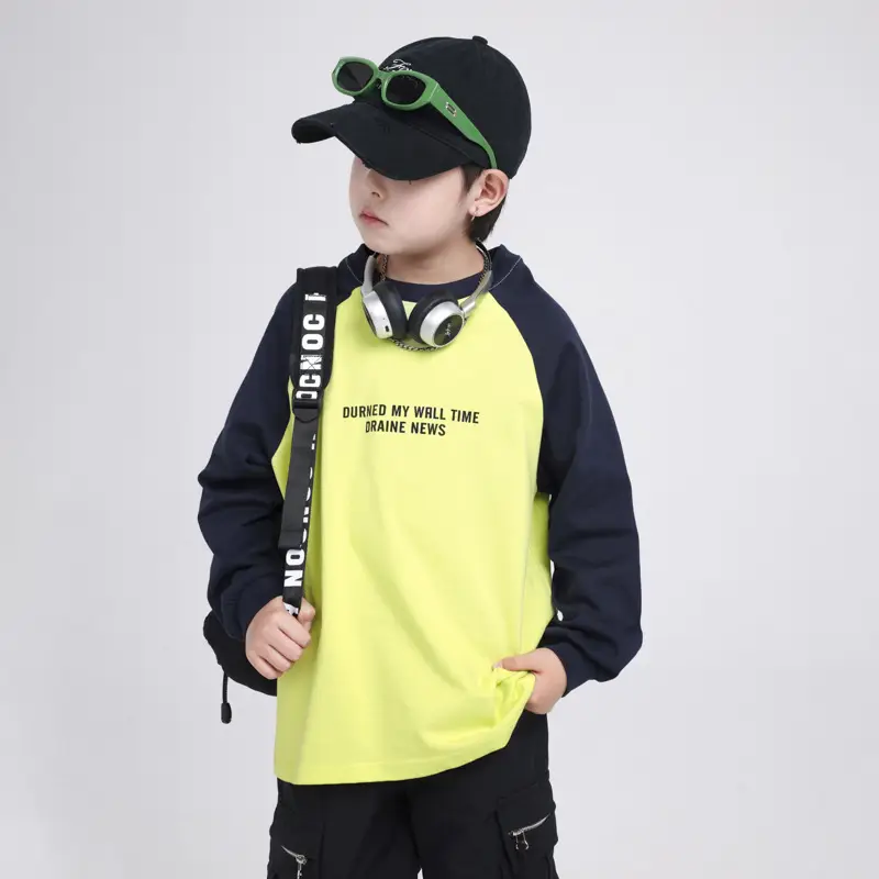 Boys Contrast Yellow Black Long Sleeve T-Shirt 2025 - Image 3