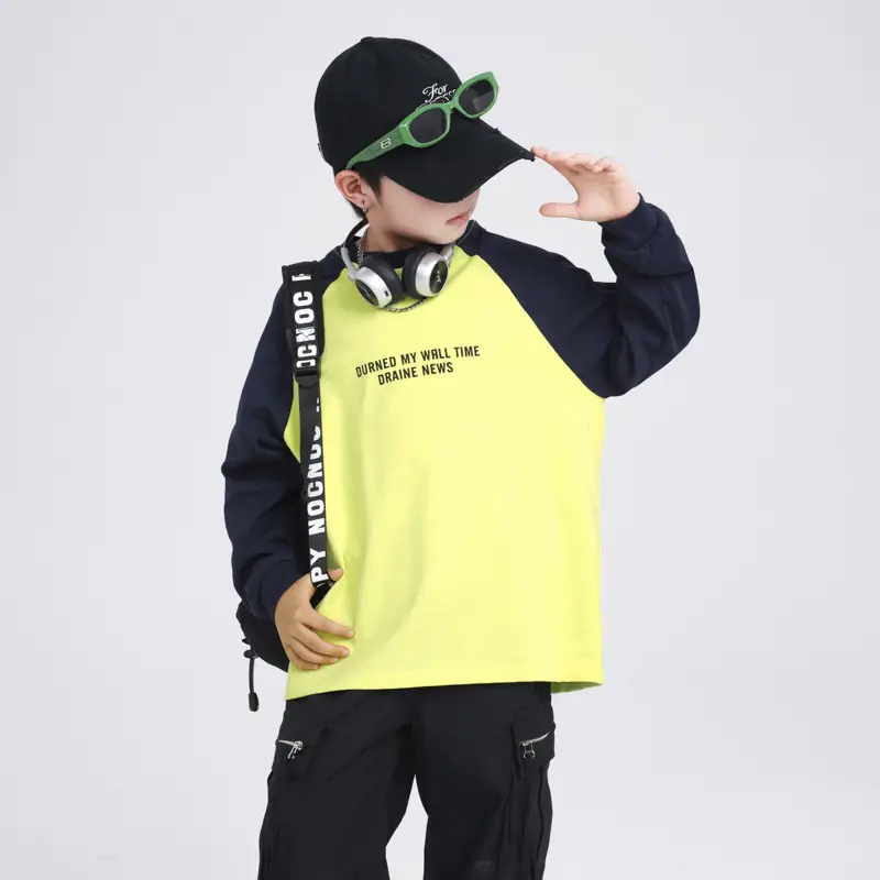 Boys Contrast Yellow Black Long Sleeve T-Shirt 2025 - Image 4