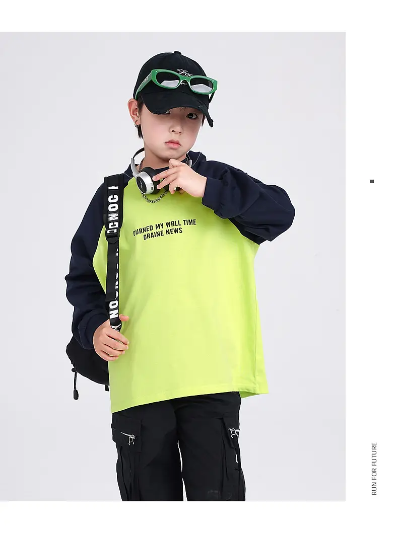 Boys Contrast Yellow Black Long Sleeve T-Shirt 2025 — feature 15