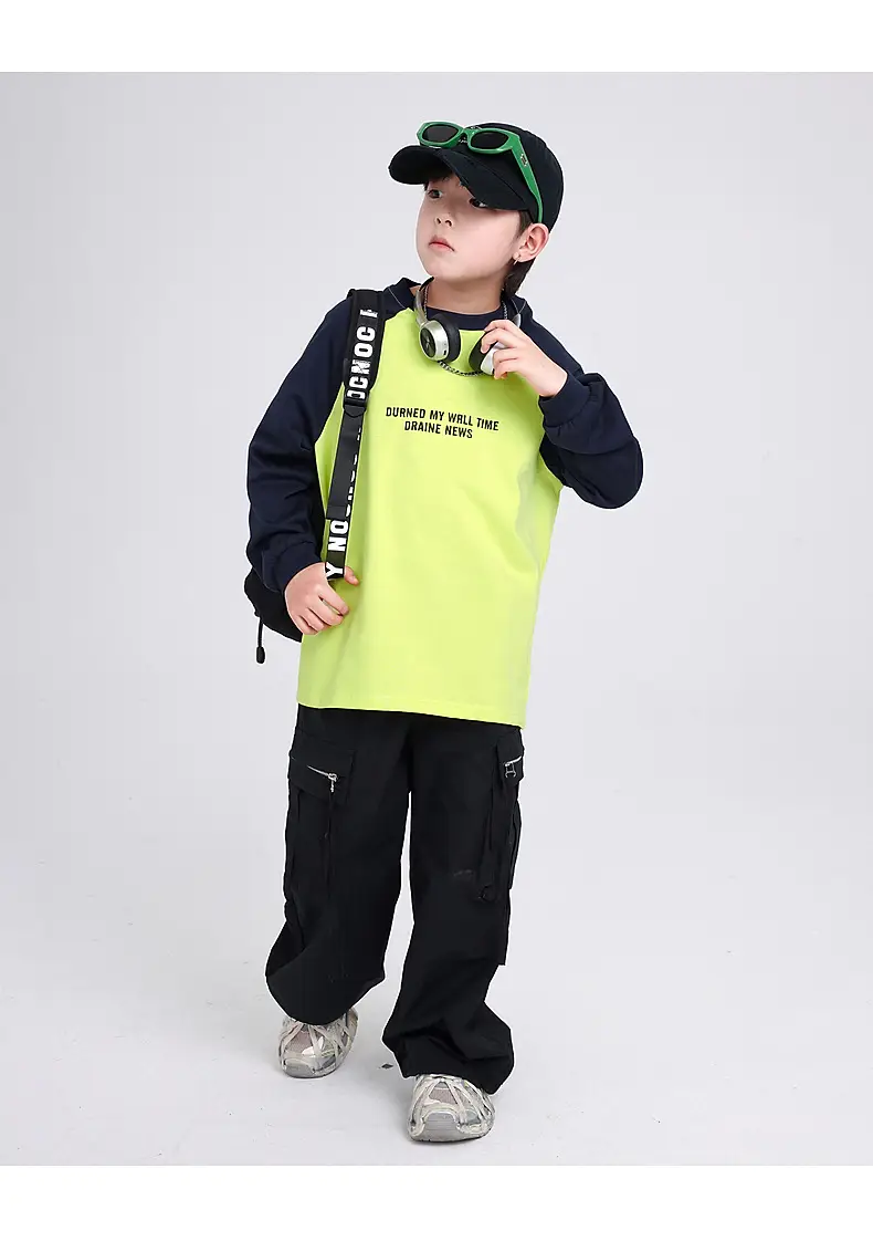 Boys Contrast Yellow Black Long Sleeve T-Shirt 2025 — feature 16