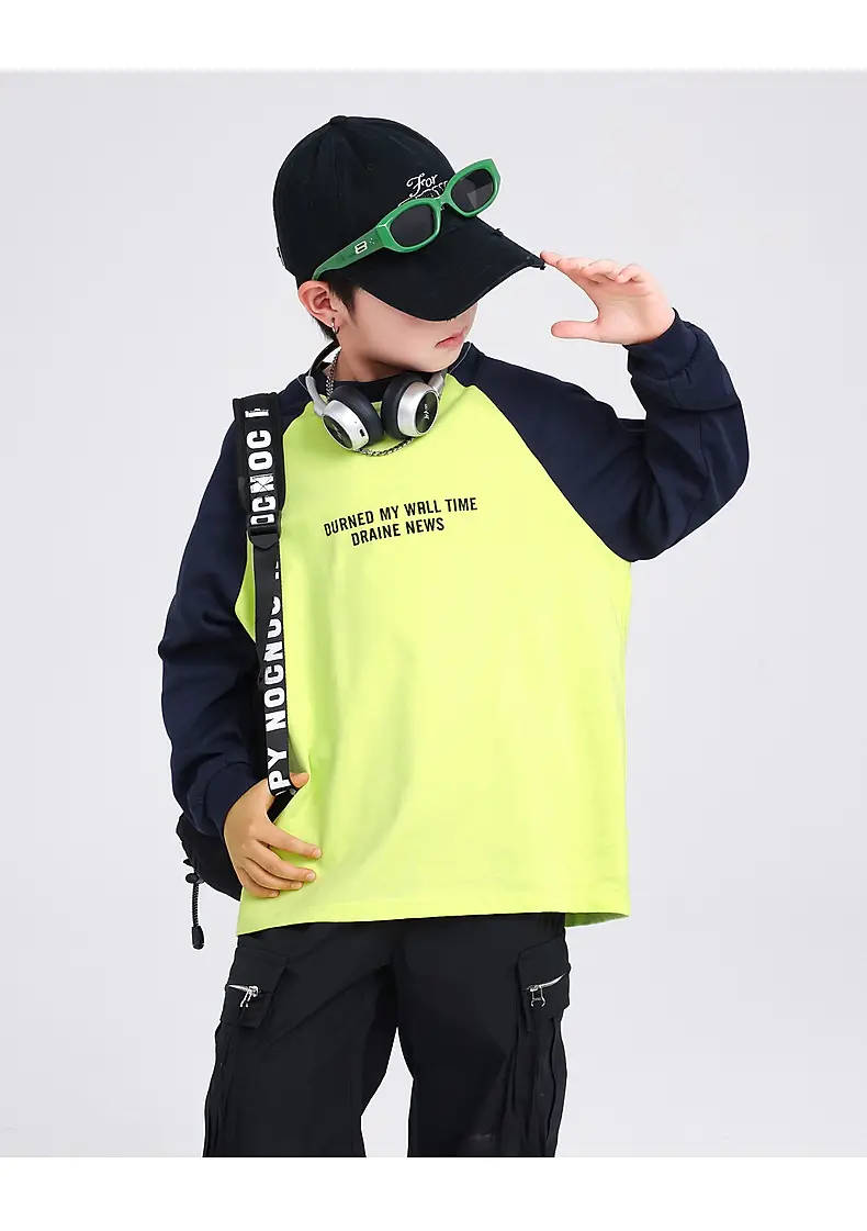 Boys Contrast Yellow Black Long Sleeve T-Shirt 2025 — feature 18