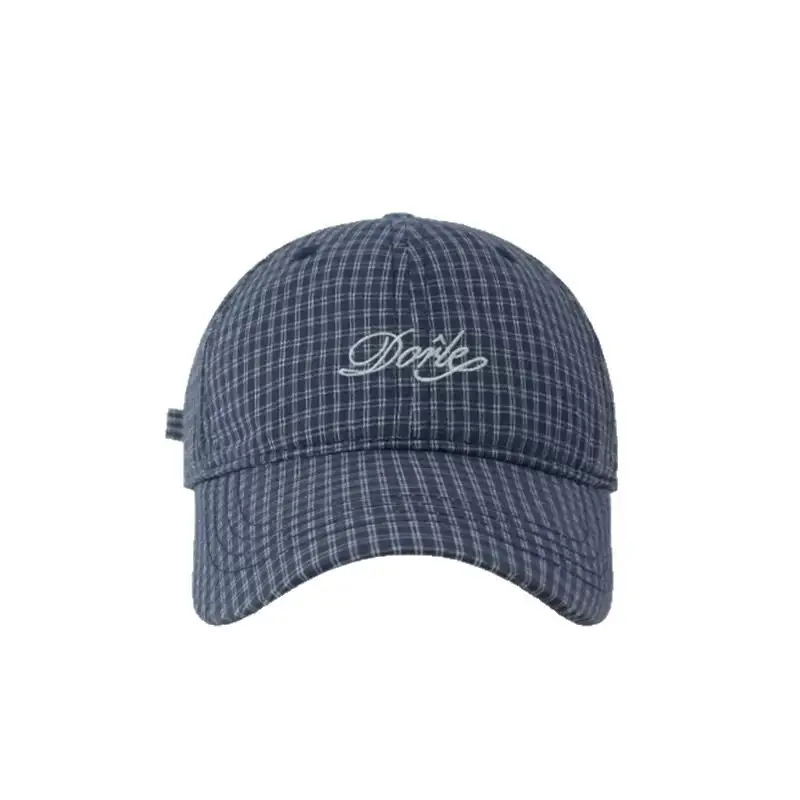 Women Plaid Letter Baseball Cap Spring Summer Wide Brim - Image 7