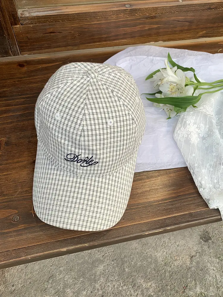 Women Plaid Letter Baseball Cap Spring Summer Wide Brim — feature 12