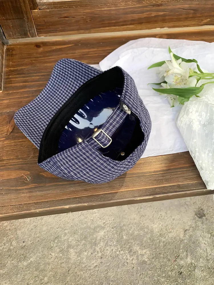 Women Plaid Letter Baseball Cap Spring Summer Wide Brim — feature 13