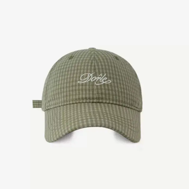 Women Plaid Letter Baseball Cap Spring Summer Wide Brim - Image 3