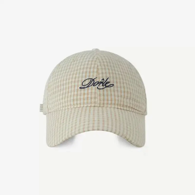 Women Plaid Letter Baseball Cap Spring Summer Wide Brim - Image 4