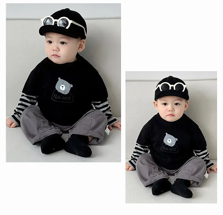 Baby Boy Spring Suit Fake Two Piece Top Long Sleeve T Shirt — feature 17