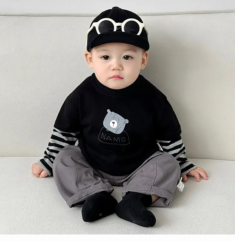 Baby Boy Spring Suit Fake Two Piece Top Long Sleeve T Shirt — feature 3