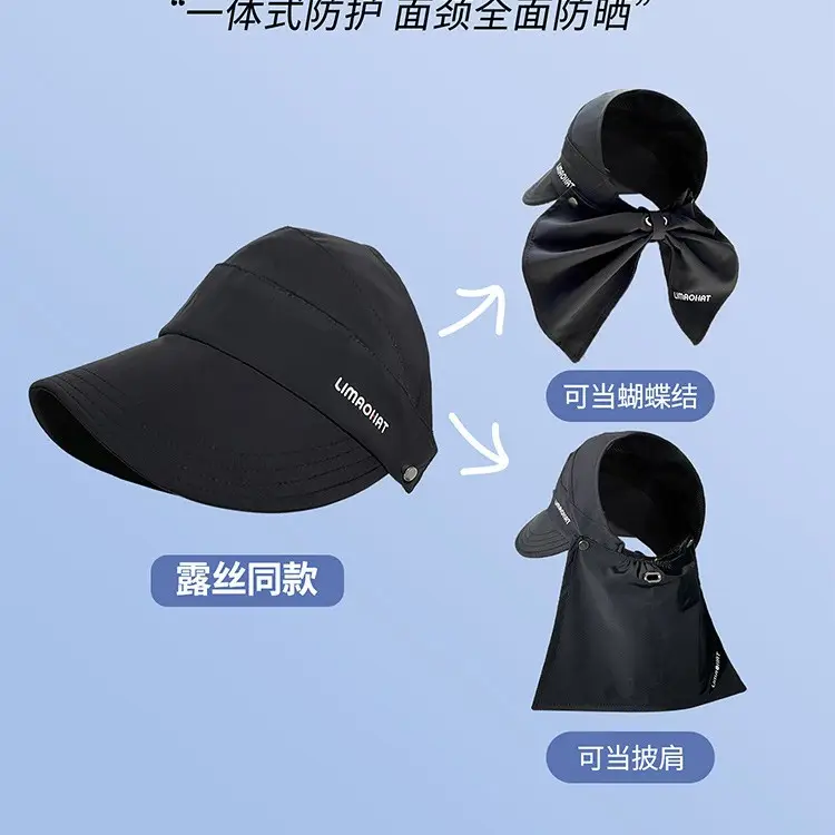 Women Sunscreen Cap with Bow & Mouth Cover Gray - Image 12