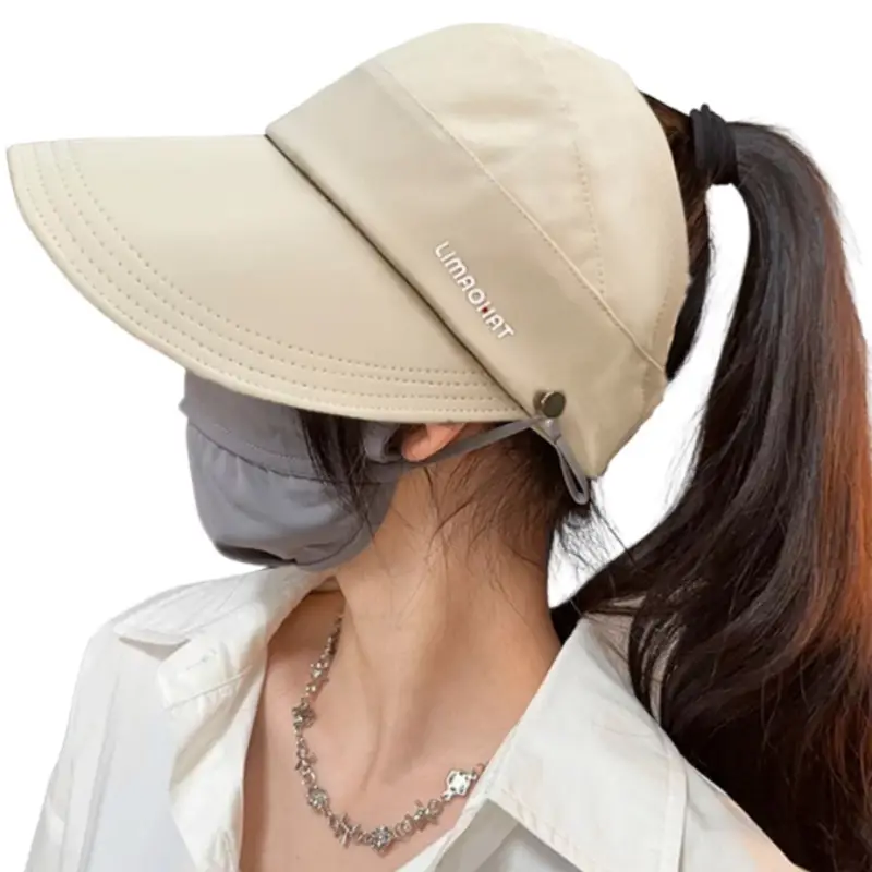 Women Sunscreen Cap with Bow & Mouth Cover Gray - Image 13