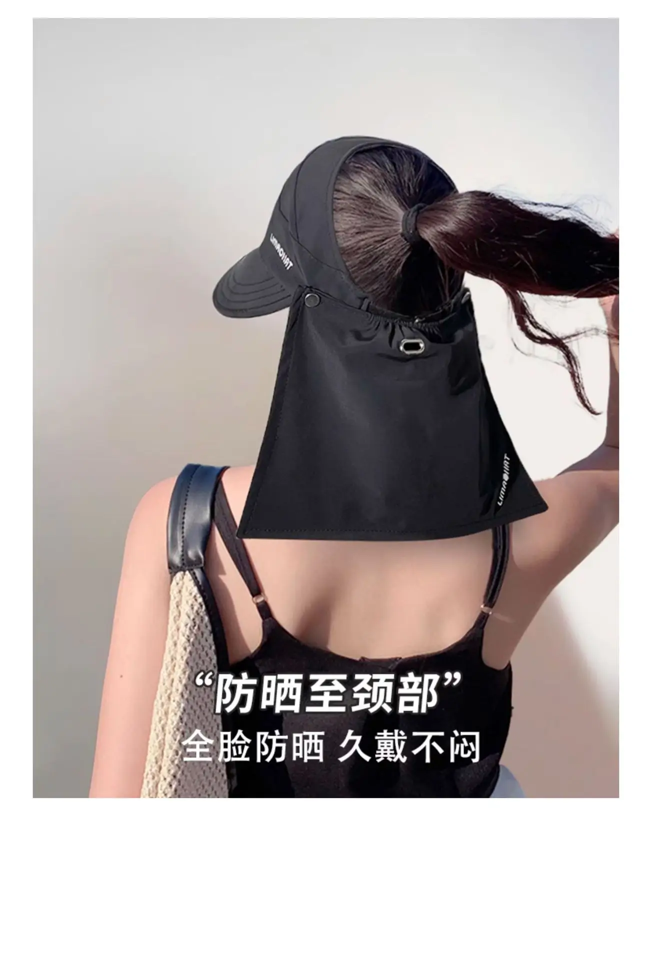 Women Sunscreen Cap with Bow & Mouth Cover Gray — feature 18
