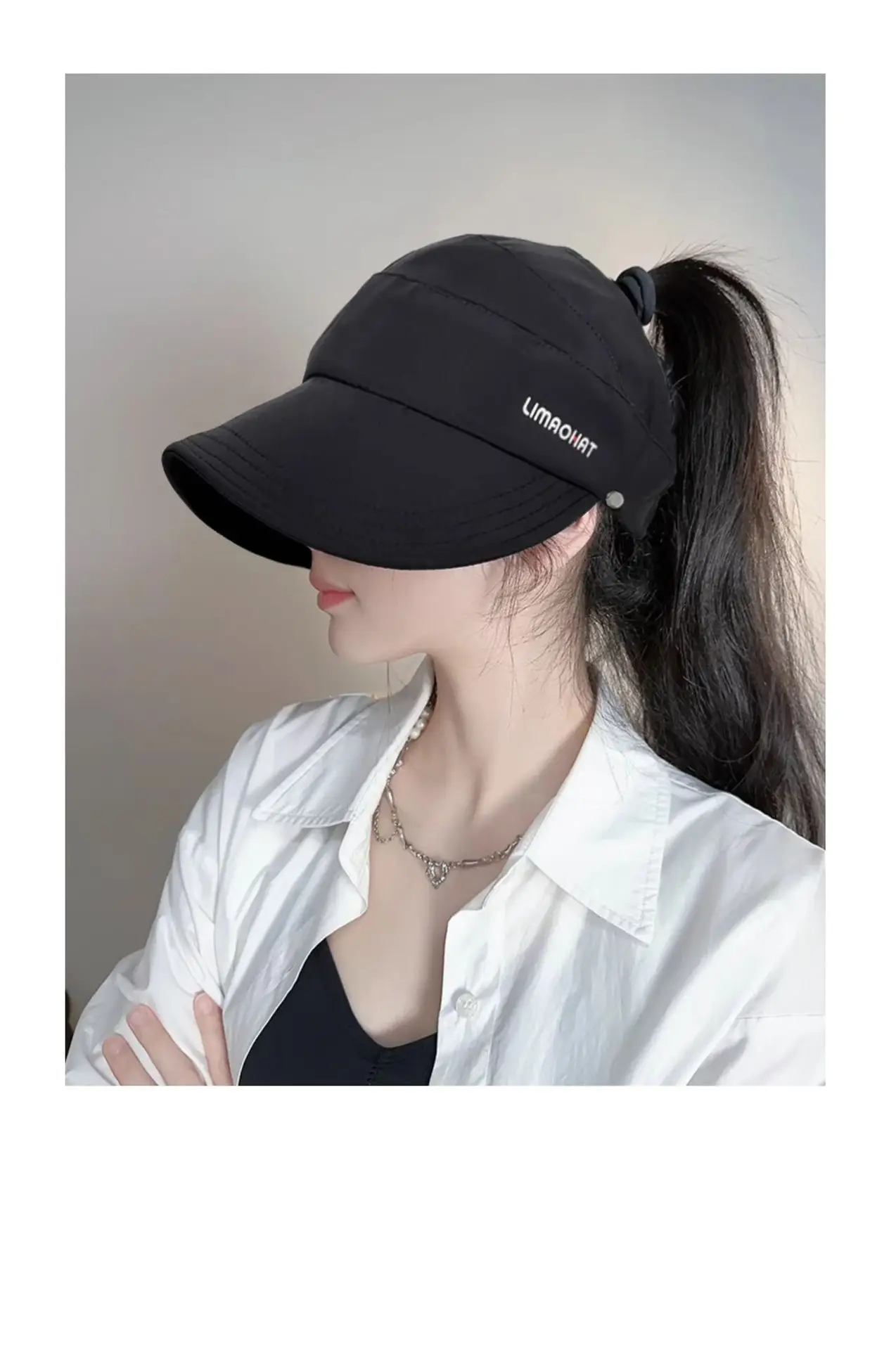 Women Sunscreen Cap with Bow & Mouth Cover Gray — feature 19