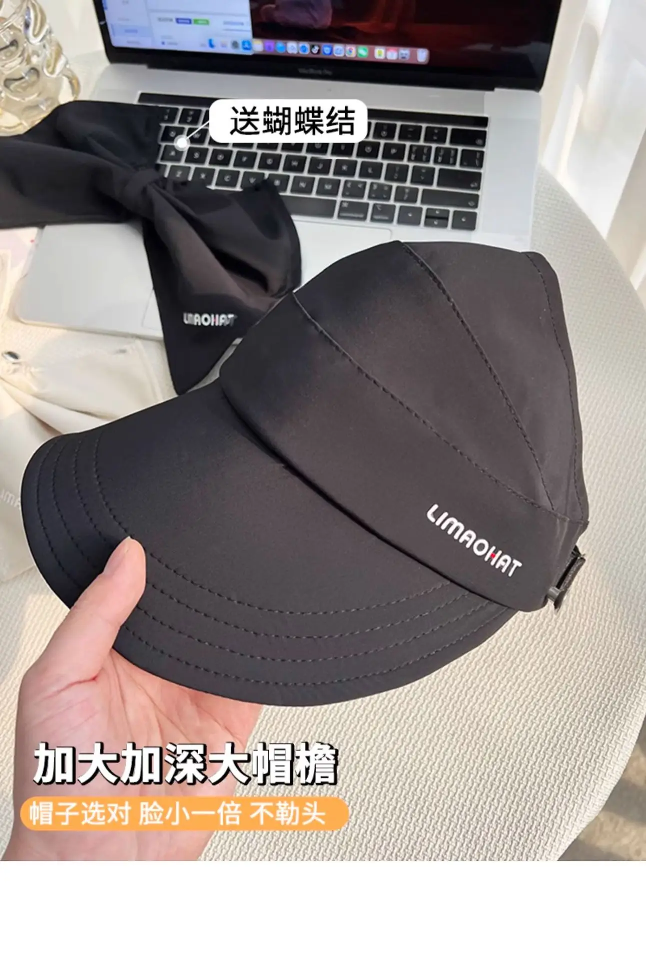 Women Sunscreen Cap with Bow & Mouth Cover Gray — feature 22
