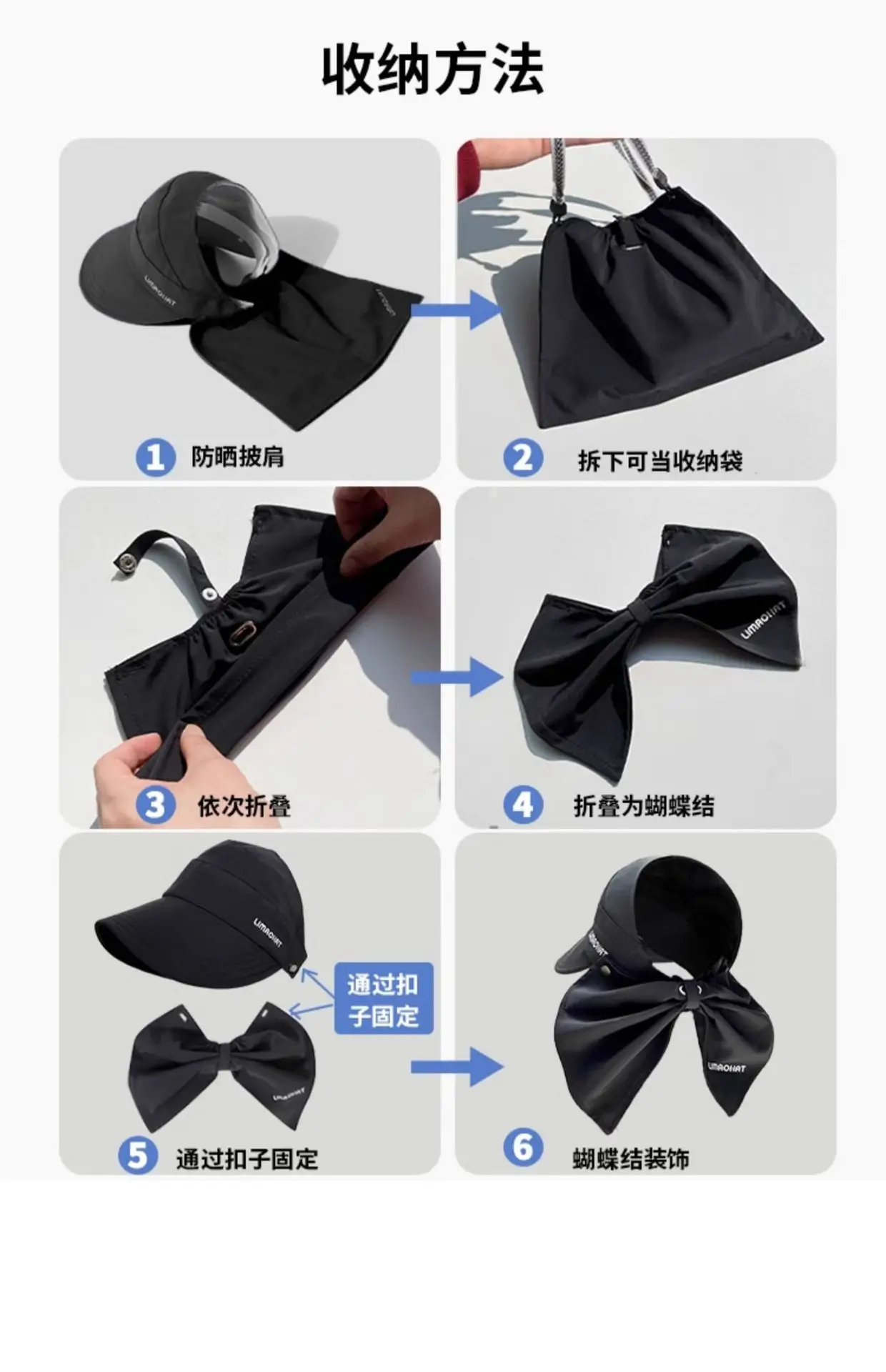 Women Sunscreen Cap with Bow & Mouth Cover Gray — feature 6