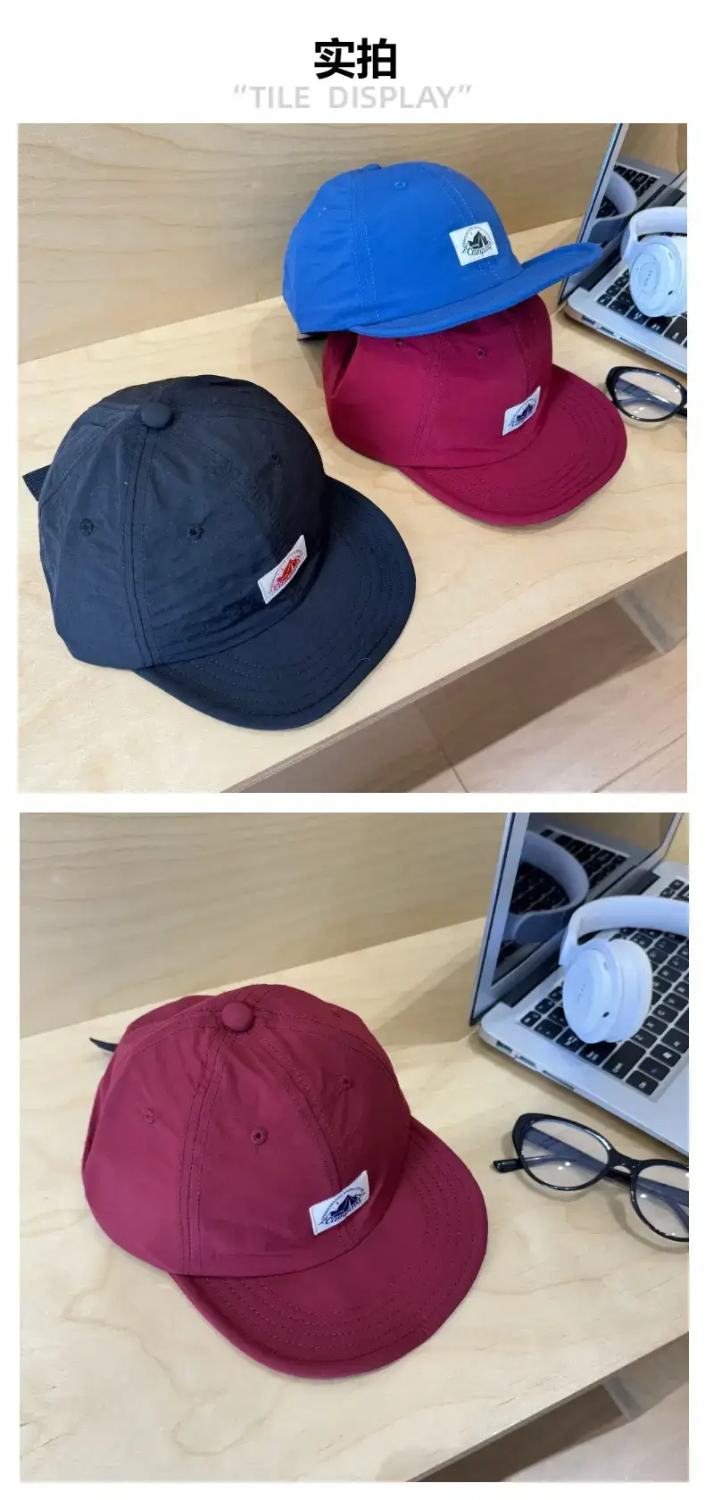 Blue Japanese Short-Brim Baseball Cap for Women Men — feature 3
