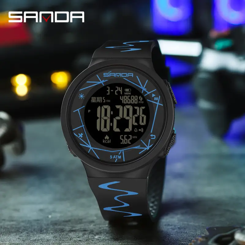 Sanda Multifunctional Digital Watch with Blue LED Display - Image 8