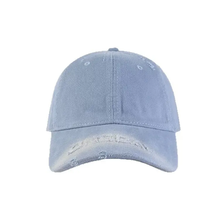 White Cotton Retro Hole Baseball Cap for Women Men - Image 3