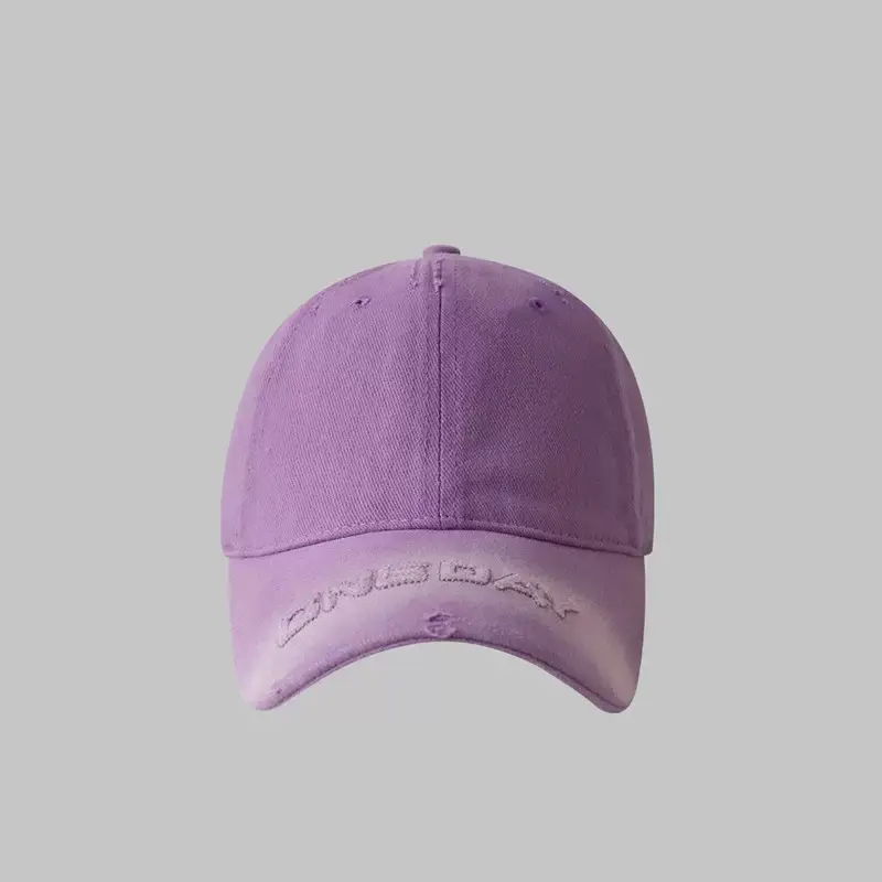 White Cotton Retro Hole Baseball Cap for Women Men - Image 2