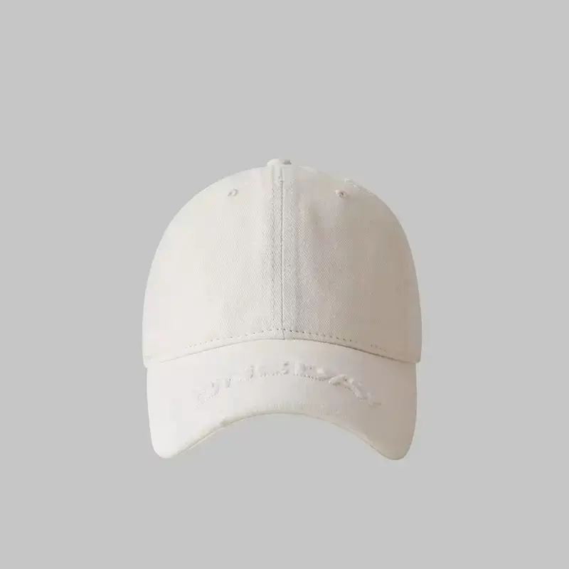 White Cotton Retro Hole Baseball Cap for Women Men - Image 4