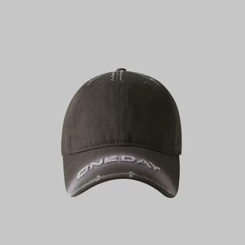 White Cotton Retro Hole Baseball Cap for Women Men - Image 6