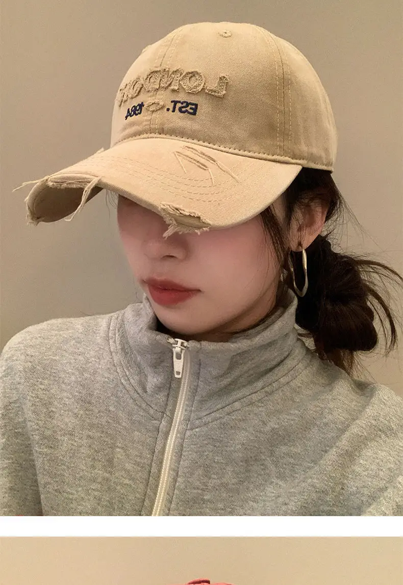 American Street Baseball Cap for Kids All-Match Letter Holed Cap Small — feature 3