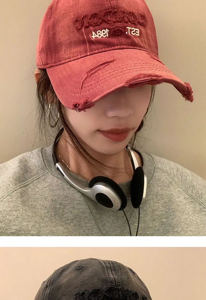 American Street Baseball Cap for Kids All-Match Letter Holed Cap Small — feature 5
