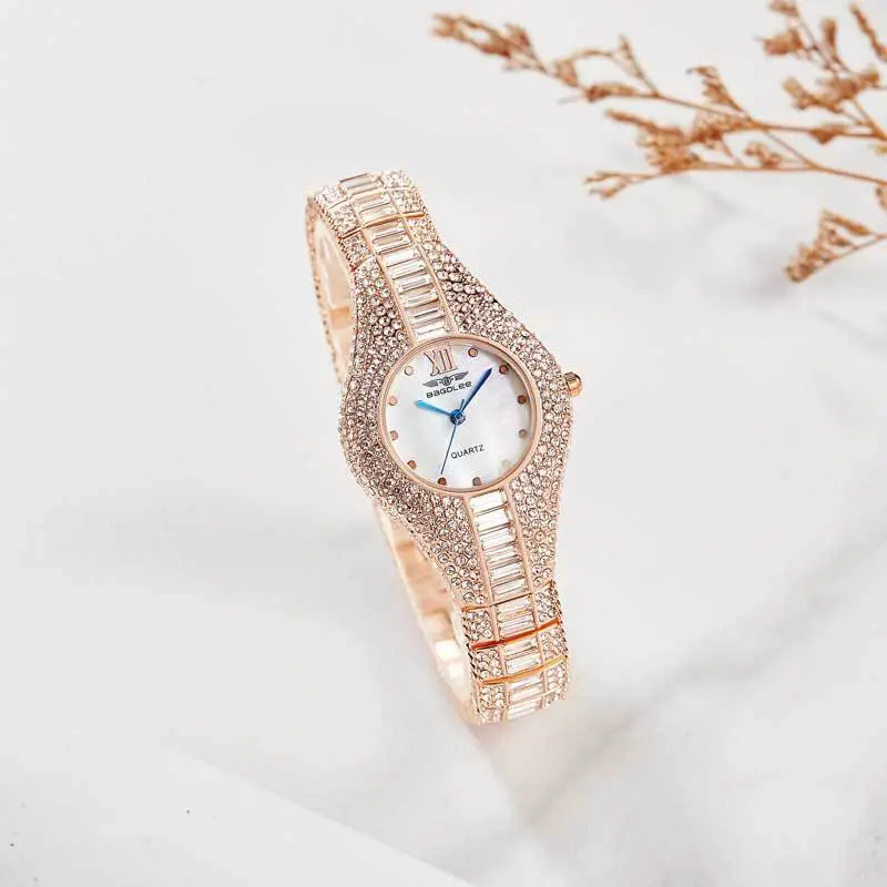 Diamond Encrusted Women's Quartz Watch Rose Gold - Image 3
