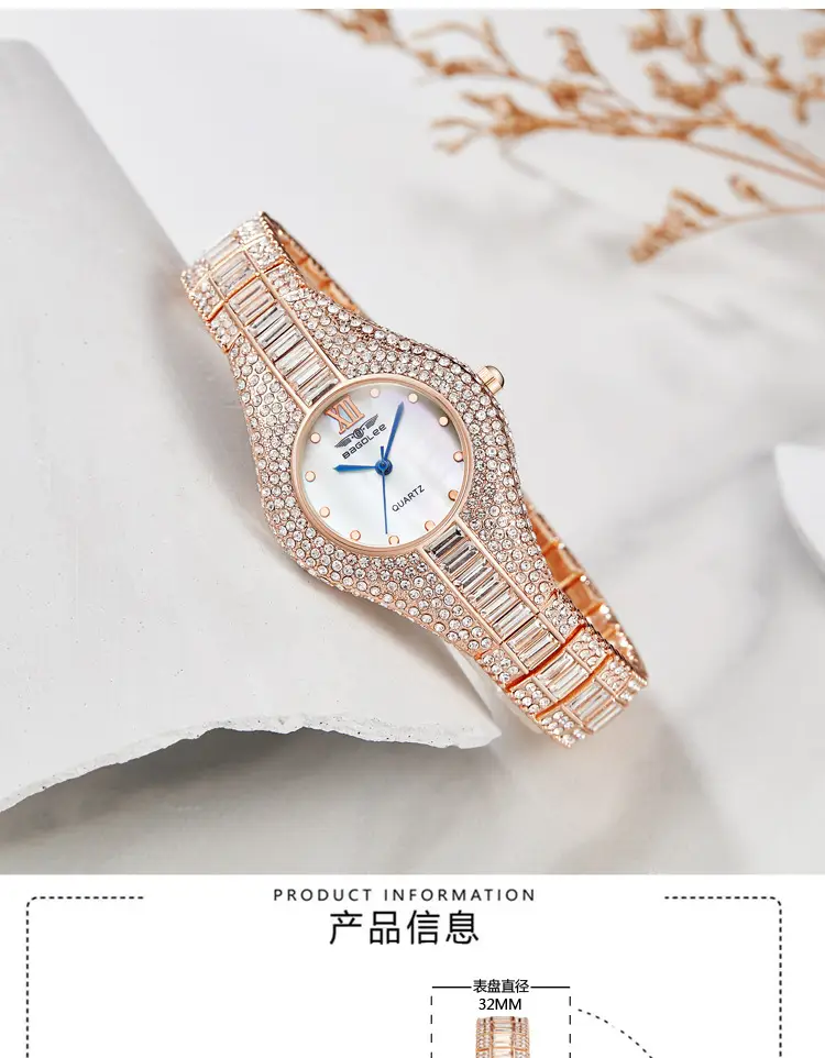 Diamond Encrusted Women's Quartz Watch Rose Gold — feature 1