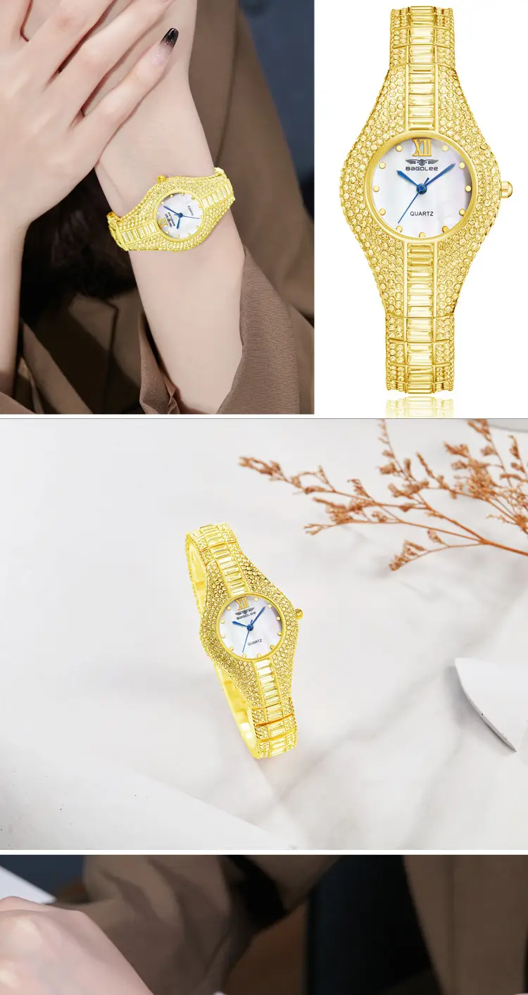 Diamond Encrusted Women's Quartz Watch Rose Gold — feature 8