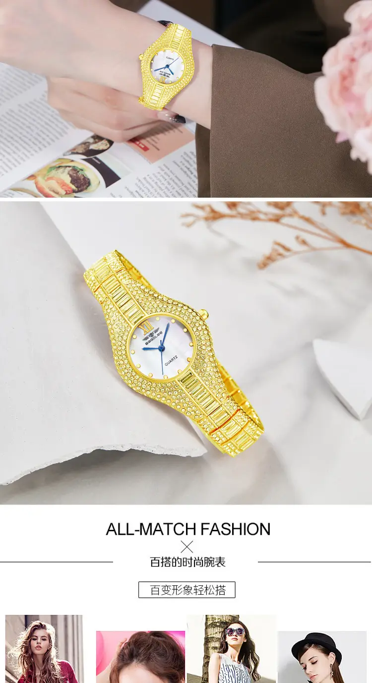 Diamond Encrusted Women's Quartz Watch Rose Gold — feature 9