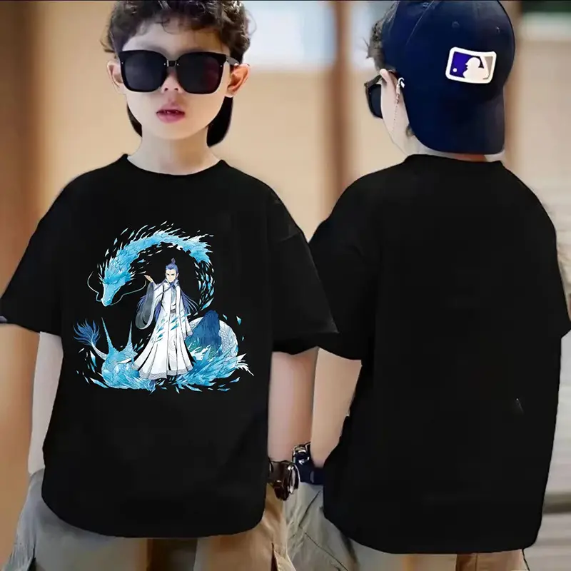New Nezha T-Shirt Boys Summer Ins Cotton Black - Image 8