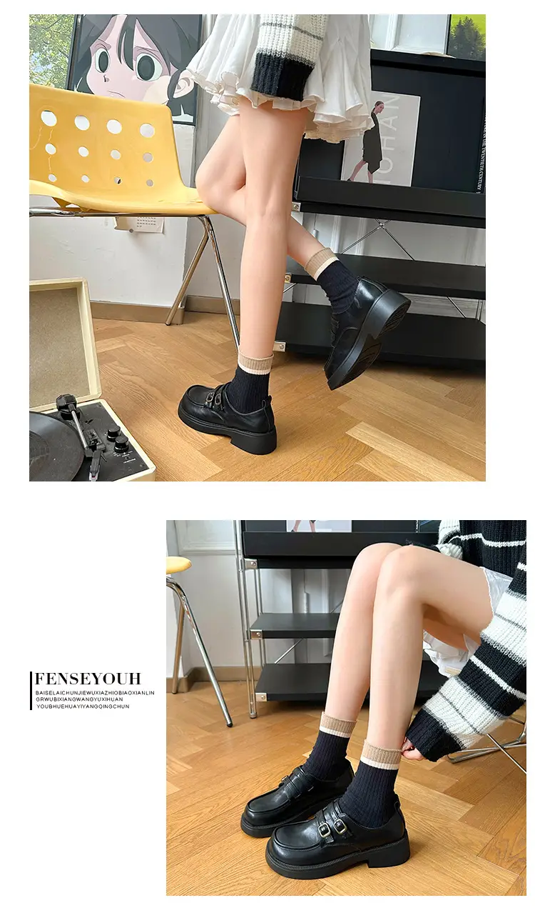 Women's Brown Leather Shoes with Metal Buckle Spring 2025 — feature 13