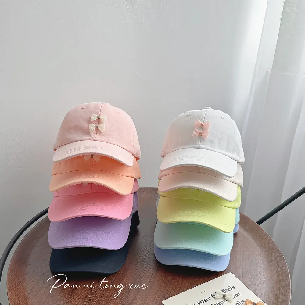 Pink Bow Baseball Cap for Girls Spring - Image 9