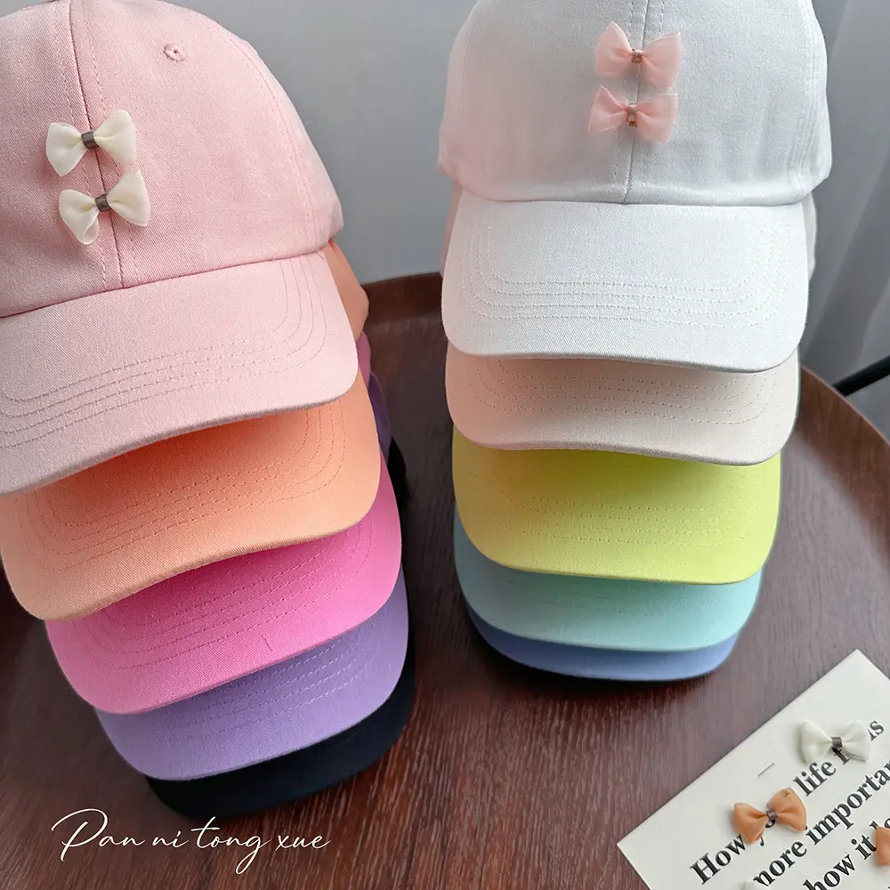 Pink Bow Baseball Cap for Girls Spring — feature 24
