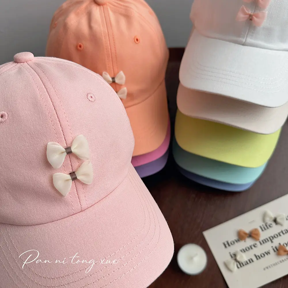 Pink Bow Baseball Cap for Girls Spring — feature 25