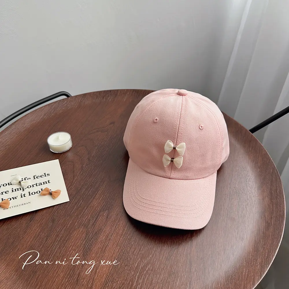 Pink Bow Baseball Cap for Girls Spring - Image 2
