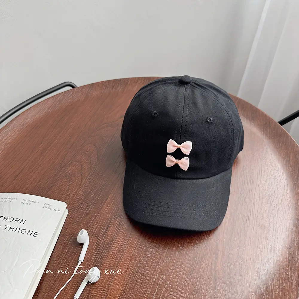 Pink Bow Baseball Cap for Girls Spring - Image 3